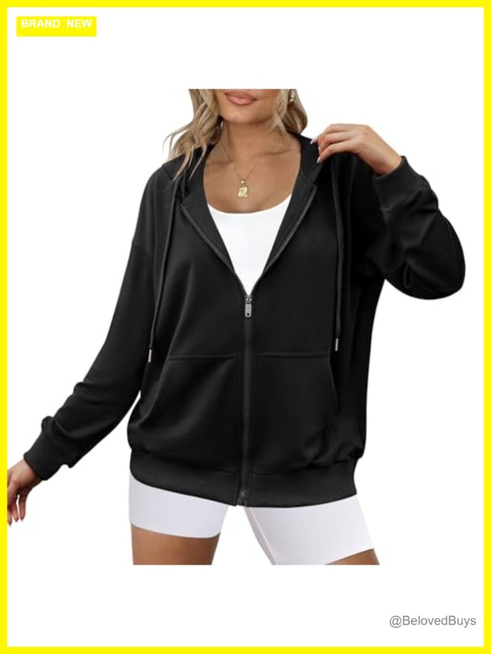 Women's Lightweight Full Zip Up Oversized Hoodie Sweatshirt